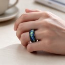 Anillo con motivo Noche estrellada Ancho 8 mm Acero inoxidable Anillo negro con patrón pintado Anillo de boda y de moda unisex 2