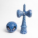 Kendama Krakelovan blå med øjemotiv 18 cm Valnøddetræ Japansk spil med kugle på snor Træning af koordinering Til børn og voksne 3
