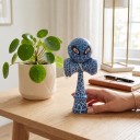 Kendama Krakelovan blå med øjemotiv 18 cm Valnøddetræ Japansk spil med kugle på snor Træning af koordinering Til børn og voksne 4