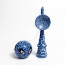 Kendama Krakelovan blå med øjemotiv 18 cm Valnøddetræ Japansk spil med kugle på snor Træning af koordinering Til børn og voksne 5