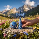 Kendama Krakelovan blå med øjemotiv 18 cm Valnøddetræ Japansk spil med kugle på snor Træning af koordinering Til børn og voksne 6