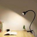Lámpara LED con clip y cuello de ganso flexible 1 W Alimentación por USB 5 V Cable de 118 cm con interruptor Altura 27,6 cm Luz blanca cálida Negra 2