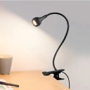 Lámpara LED con clip y cuello de ganso flexible 1 W Alimentación por USB 5 V Cable de 118 cm con interruptor Altura 27,6 cm Luz blanca cálida Negra 3