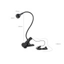 Lámpara LED con clip y cuello de ganso flexible 1 W Alimentación por USB 5 V Cable de 118 cm con interruptor Altura 27,6 cm Luz blanca cálida Negra 5