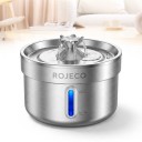Fuente de acero inoxidable para gatos 2 l Bebedero automático silencioso con filtro de carbón y esponja Luz LED azul Para gatos y perros 3