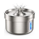 Fuente de acero inoxidable para gatos 2 l Bebedero automático silencioso con filtro de carbón y esponja Luz LED azul Para gatos y perros 6