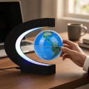 Globo magnético levitante de 8,5 cm con soporte en forma de C y retroiluminación LED 18 x 17,2 cm Decoración para mesa en habitación y oficina 4