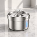 Fuente de acero inoxidable para gatos 2 l con 9 filtros de carbono y 9 filtros de esponja Fuente automática silenciosa Luz LED azul Para gatos 4