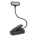 Lámpara LED recargable para libros con clip y imán 6 LED 3 colores de luz Brazo flexible Batería 500 mAh Altura 29 cm Negra Para leer 1