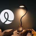 Lámpara LED recargable para libros con clip y imán 6 LED 3 colores de luz Brazo flexible Batería 500 mAh Altura 29 cm Negra Para leer 3