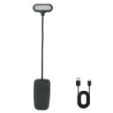 Lámpara LED recargable para libros con clip y imán 6 LED 3 colores de luz Brazo flexible Batería 500 mAh Altura 29 cm Negra Para leer 4