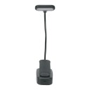 Lámpara LED recargable para libros con clip y imán 6 LED 3 colores de luz Brazo flexible Batería 500 mAh Altura 29 cm Negra Para leer 5