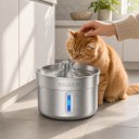 Fuente de acero inoxidable para gatos 2 l con 17 filtros de carbón y 17 filtros de esponja Bebedero automático silencioso con luz LED Para gatos 2