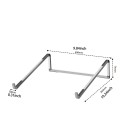 Faltbarer Aluminium-Laptopständer für bis zu 17,3 Zoll 25 x 26 cm Höhe 7,4 cm Tragfähigkeit 20 kg Silber Leicht nur 43 g Mit Schutzhülle 5