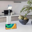 Lámpara de mesa LED extensible con función de powerbank y soporte para móvil 3 niveles de brillo Linterna Altura 15–25,3 cm USB 5 V Blanca Para leer 2