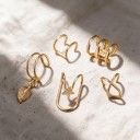 Juego de 5 pendientes sin perforación con hoja y estrella Ear cuff para cartílago de 1 a 2,8 cm Aleación de zinc Pendientes para mujeres 2