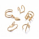 Juego de 5 pendientes sin perforación con hoja y estrella Ear cuff para cartílago de 1 a 2,8 cm Aleación de zinc Pendientes para mujeres 3