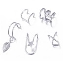 Juego de 5 pendientes sin perforación con hoja y estrella Ear cuff para cartílago de 1 a 2,8 cm Aleación de zinc Pendientes para mujeres 4