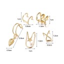 Juego de 5 pendientes sin perforación con hoja y estrella Ear cuff para cartílago de 1 a 2,8 cm Aleación de zinc Pendientes para mujeres 5