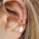 Juego de 5 pendientes sin perforación con hoja y estrella Ear cuff para cartílago de 1 a 2,8 cm Aleación de zinc Pendientes para mujeres 6