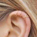 Juego de 5 pendientes sin perforación con hoja y estrella Ear cuff para cartílago de 1 a 2,8 cm Aleación de zinc Pendientes para mujeres 7