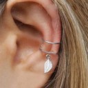 Juego de 5 pendientes sin perforación con hoja y estrella Ear cuff para cartílago de 1 a 2,8 cm Aleación de zinc Pendientes para mujeres 8