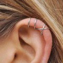 Juego de 5 pendientes sin perforación con hoja y estrella Ear cuff para cartílago de 1 a 2,8 cm Aleación de zinc Pendientes para mujeres 9