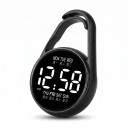 Draagbare LED-horloge met karabijnhaak Digitale verlichte display met datum en dag van de week Wijzerplaat 4 cm Kunststof behuizing Zwart Voor rugzak 1