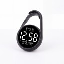 Draagbare LED-horloge met karabijnhaak Digitale verlichte display met datum en dag van de week Wijzerplaat 4 cm Kunststof behuizing Zwart Voor rugzak 3