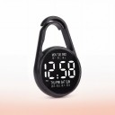 Draagbare LED-horloge met karabijnhaak Digitale verlichte display met datum en dag van de week Wijzerplaat 4 cm Kunststof behuizing Zwart Voor rugzak 5