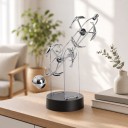 Kinetisk dekoration perpetuum mobile med delfiner 30 cm Metal balance pendul på gennemsigtig stander På AA-batterier Til kontor og hjem 2