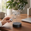 Kinetisk dekoration perpetuum mobile med delfiner 30 cm Metal balance pendul på gennemsigtig stander På AA-batterier Til kontor og hjem 3