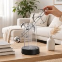 Kinetisk dekoration perpetuum mobile med delfiner 30 cm Metal balance pendul på gennemsigtig stander På AA-batterier Til kontor og hjem 7