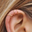 Conjunto de 7 piezas Pendientes con cadena y 6 pendientes sin perforación Ear cuff con colgante de hoja Aleación de zinc Joyería para mujeres 5