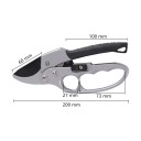 Forbici da giardinaggio per rami Lunghezza 20 cm Lama 6 cm Taglio fino a 20 mm Corpo in metallo Manico antiscivolo Argento e nero Per alberi e arbusti 11