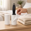 Lint Roller with Handle and 4 Rolls of 240 Tear-Off Sheets 23 x 10 cm Black Handle For Clothing Furniture and Car 2