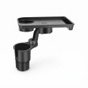 Mesa para suporte de bebidas no carro 26 x 18 cm Tabuleiro rotativo com espaço para copo Expansor com base de 6,5 a 9,5 cm Preto Para comida e bebida 1
