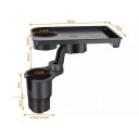 Mesa para suporte de bebidas no carro 26 x 18 cm Tabuleiro rotativo com espaço para copo Expansor com base de 6,5 a 9,5 cm Preto Para comida e bebida 7