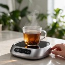 Ohřívač hrnků 13 x 11,7 x 2,5 cm Elektrická podložka na hrnek USB 10 W 3 teploty 55 65 85 °C Dotykové ovládání Šedá Káva Čaj Kancelář 2