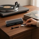 Sada na čištění vinylových desek Kartáč 127 x 45 mm s průhledným krytem Kartáček na hrot přenosky Černá Pro gramofony a LP desky 2