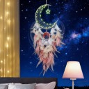 Acchiappasogni luna con stella e albero della vita Lunghezza 75 cm Luna 20 cm Piume e perline Decorazione appesa rosa per parete in camera da letto 4