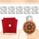 Runde Brotmesser 5 cm mit Lotusmuster und 10 Ersatzklingen Holzgriff mit Etui Hellbraun Teig schneiden 6