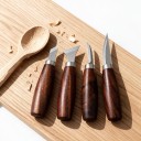 Sada 4 řezbářských nožů Délka 12,9 až 16 cm Šikmé a zahnuté čepele z nerezové oceli Dřevěné rukojeti Pro dřevořezbu a vyřezávání 2
