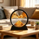 3D-Bild mit beweglichem Sand Rundes Sandpendelbild 18 x 19 cm Glas und Ständer Tischdekoration für Wohnzimmer und Büro 9