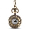 Mini Taschenuhr mit Deckel und Fenster 2,4 cm Quarz Römische Ziffern Kette 78 cm Vintage Stil Unisex 1