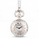 Mini Taschenuhr mit Deckel und Fenster 2,4 cm Quarz Römische Ziffern Kette 78 cm Vintage Stil Unisex 4