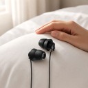 Drahtlose Schlafkopfhörer für die Ohren mit Mikrofon und Knopf Jack 3,5 mm Kabel 1,2 m Weiche Silikonaufsätze Schwarz Zum Schlafen 2