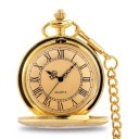 Orologi da tasca con catena e fibbia Coperchio inciso e numeri romani Cifera 4,5 cm Quarzo Lega metallica Dorata Per uomini e donne 1