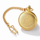 Orologi da tasca con catena e fibbia Coperchio inciso e numeri romani Cifera 4,5 cm Quarzo Lega metallica Dorata Per uomini e donne 5