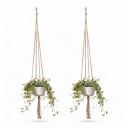 Suporte suspenso para vaso de flores macramé 3 pcs Comprimento 90 cm Cordão trançado à mão com argola de metal Suspensão boho 3